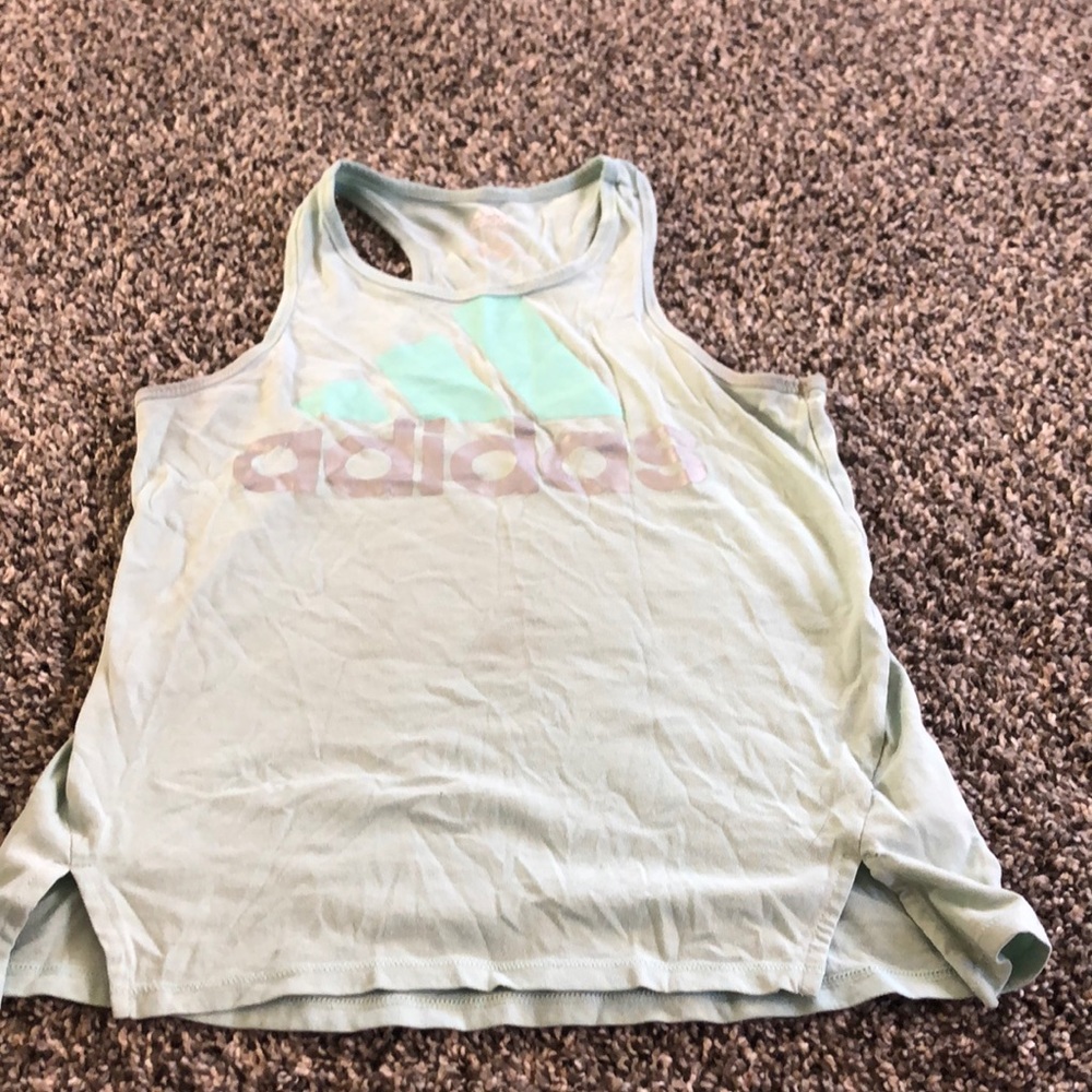 Adidas teal green tang top running shirt great for summer